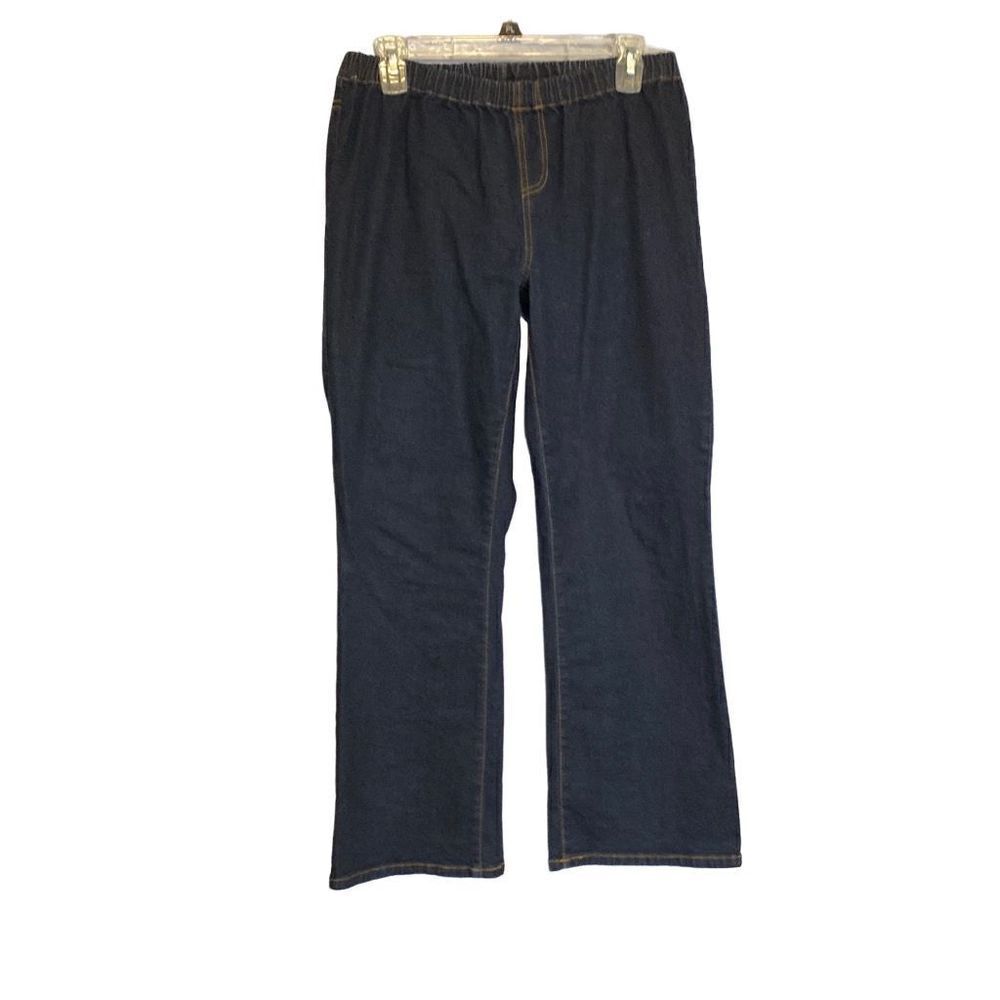 Diane Gilman Womens Jeans Size PL, Y2K Dark Wash Boot Cut, Elastic Waist Pull On